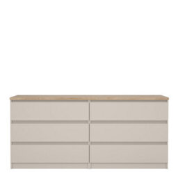 Furniture To Go Naia Wide Chest Of 6 Drawers (3+3) In Cashmere Jackson Hickory (W) 153.8 X  (H) 70.1 X (D) 50Cm - thumbnail 3