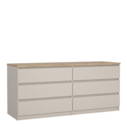 Furniture To Go Naia Wide Chest Of 6 Drawers (3+3) In Cashmere Jackson Hickory (W) 153.8 X  (H) 70.1 X (D) 50Cm - thumbnail 1