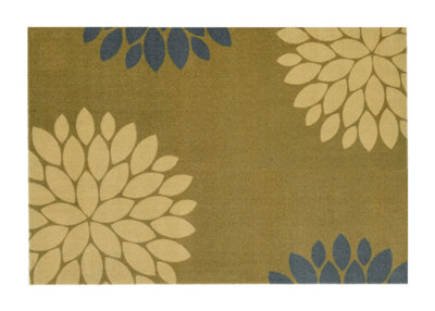 Recylon Yellow Floral Heavy Duty Mat, 120Cm X 67Cm - image 1