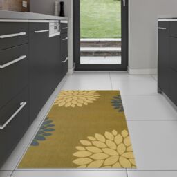 Recylon Yellow Floral Heavy Duty Mat, 120Cm X 67Cm - thumbnail 2