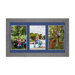 AK Frames 40X20Cm Marble Grey Modern Multi Photo Frame With Blue Mount - Holds 3 Apertures (3X) 6X4 Photos - thumbnail 1