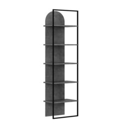 Decortie Modern Archy Bookcase 5-Tier Engineered Wood Design On The Back Wall-Mounted Shelf W/black Metal Frame 180(H)Cm Retrogrey - thumbnail 2