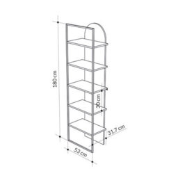 Decortie Modern Archy Bookcase 5-Tier Engineered Wood Design On The Back Wall-Mounted Shelf W/black Metal Frame 180(H)Cm Retrogrey - thumbnail 3