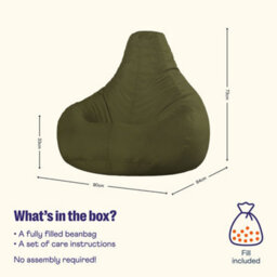 Icon Dalton High Back Adult Gaming Indoor Outdoor Bean Bag Chair, Khaki - thumbnail 6