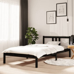 Berkfield Bed Frame Black Solid Wood 100X200 Cm