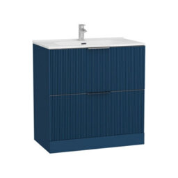 Royal Bathrooms Evora 800mm Midnight Blue Fluted Floor Standing Bathroom Vanity Unit 2 Drawer Cabinet With Ceramic Basin Sink - 1 Tap Hole - thumbnail 7