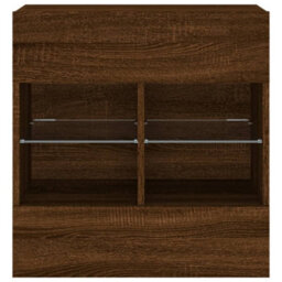 Walplus Tv Wall Cabinet With Led Lights Brown Oak 58.5X30X60.5 Cm - thumbnail 7