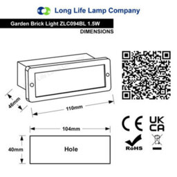 Long Life Lamps Company Mini 1.5W Led Blue Outdoor Recessed Brick Light Ip44 Zlc094Bl - thumbnail 2