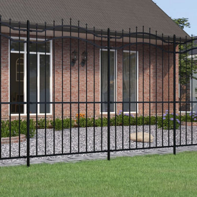 Berkfield Garden Fence With Spear Top Black 222 Cm Powder-Coated Steel - image 1