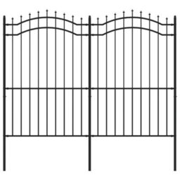 Berkfield Garden Fence With Spear Top Black 222 Cm Powder-Coated Steel - thumbnail 2