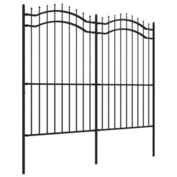 Berkfield Garden Fence With Spear Top Black 222 Cm Powder-Coated Steel - thumbnail 3