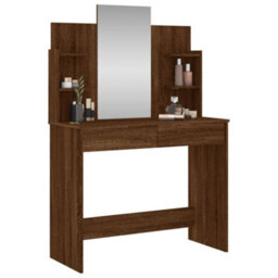 Walplus Dressing Table With Mirror Brown Oak 96X39X142 Cm - thumbnail 3