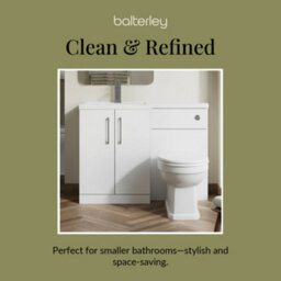 Balterley Left-Hand Bathroom Vanity And Wc Unit Combination With Basin - 1100mm - Gloss White With Brushed Pewter Handles - thumbnail 7
