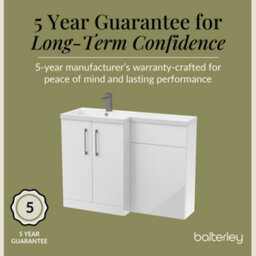 Balterley Left-Hand Bathroom Vanity And Wc Unit Combination With Basin - 1100mm - Gloss White With Brushed Pewter Handles - thumbnail 6