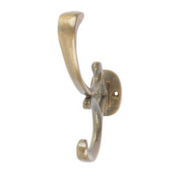 Hammer and Tongs Hammer & Tongs Ornamental Hat & Coat Hook - W30mm X H130mm - Brass - thumbnail 1