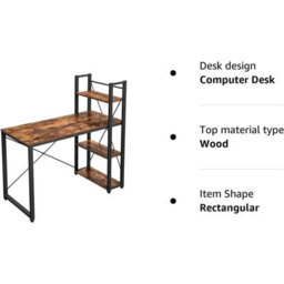 Songmics Computer Desk, Writing Desk With Storage Shelves On Left Or Right, Wide Home Office Desk, Rustic Brown And Black - thumbnail 7