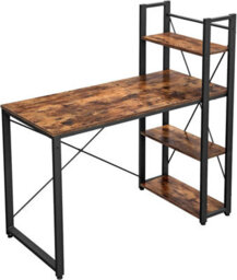 Songmics Computer Desk, Writing Desk With Storage Shelves On Left Or Right, Wide Home Office Desk, Rustic Brown And Black - thumbnail 8