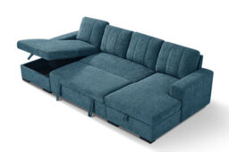 Stratus Interiors Como Modern Fabric Corner Sofa Bed With Double Lift-Up Storage -Blue- U-Shaped Convertible Sleeper Sofa - thumbnail 4