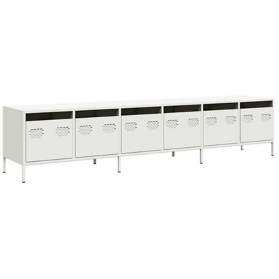 Berkfield Sturdy Tv Cabinet White 202X39X43.5 Cm Cold-Rolled Steel