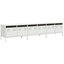 Berkfield Sturdy Tv Cabinet White 202X39X43.5 Cm Cold-Rolled Steel