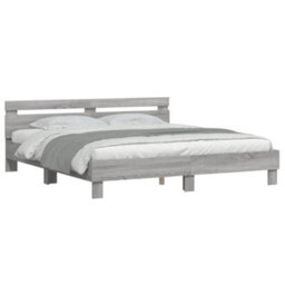 Berkfield Bed Frame With Led Without Mattress Grey Sonoma 200X200 Cm - thumbnail 3