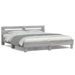 Berkfield Bed Frame With Led Without Mattress Grey Sonoma 200X200 Cm - thumbnail 5