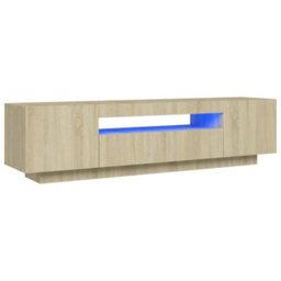Berkfield Tv Cabinet With Led Lights Sonoma Oak 160X35X40 Cm - thumbnail 2