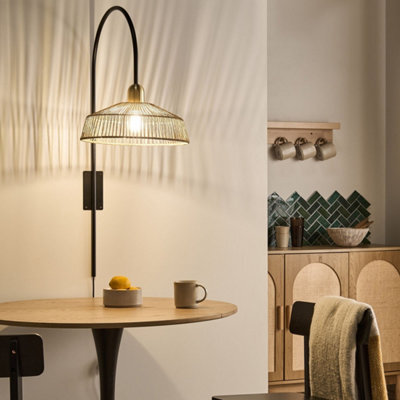 Beliani Handmade Paper Rope Wall Lamp With Black Metal Base For Living Room Or Bedroom - W60 X D38 X H100Cm - image 1