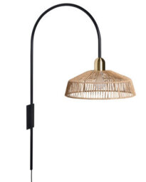 Beliani Handmade Paper Rope Wall Lamp With Black Metal Base For Living Room Or Bedroom - W60 X D38 X H100Cm - thumbnail 2