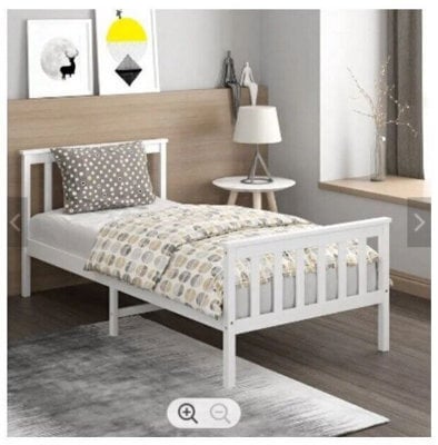 D Pro T Homeware Single Wooden Bed Frame White 3Ft (90X190Cm) With Slatted Base & Underbed Storage