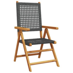 Reclining Garden Chairs 4 Pcs Black Poly Rattan And Solid Wood - thumbnail 3
