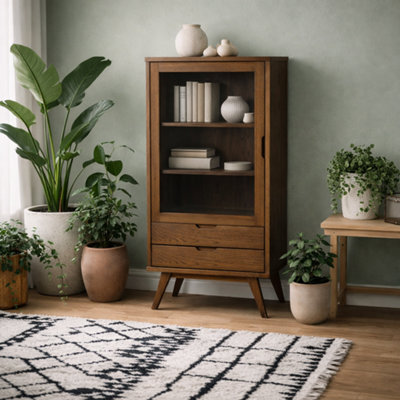 Wyld Haus Kotka Dark Oak Display Cabinet 2 Drawers 2 Shelves - image 1