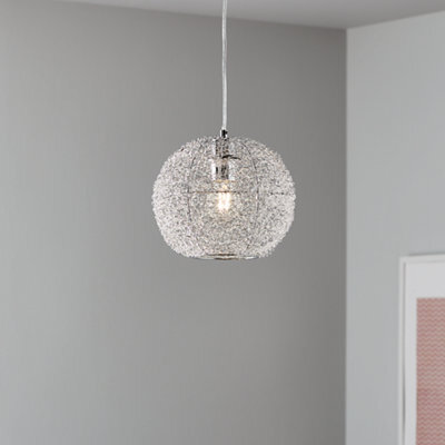 GoodHome Phaidros Chrome Effect Spherical Light Shade (D)24Cm - image 1