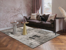 Mayfair Living Room Area Rug Metallic Sheen Contemporary Modern Matrix Design - Dark Grey 160Cm X 230Cm - thumbnail 1