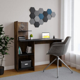 Urbn-Living Urbnliving 120Cm Height Rustic Brown & Black Computer Desk Workstation 4-Tier Shelves Home Office Study Writing Table - thumbnail 2