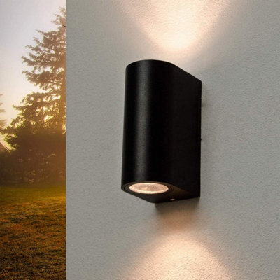 CGC Lighting Cgc Black Large Curved Double Spotlights Outdoor Garden Porch Patio Wall Light - image 1