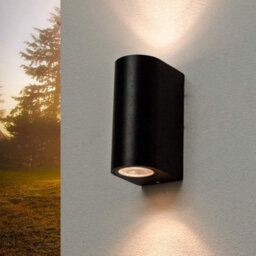 CGC Lighting Cgc Black Large Curved Double Spotlights Outdoor Garden Porch Patio Wall Light