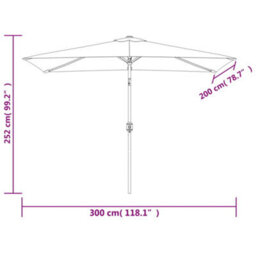 Berkfield Outdoor Parasol With Metal Pole 300X200 Cm Anthracite - thumbnail 7