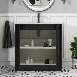 Royal Bathrooms Elmore 800mm Traditional Floor Standing 2 Door Vanity Unit With Sintered Stone Basin Sink - Matt Nocturne Black - thumbnail 5