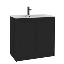 Royal Bathrooms Elmore 800mm Traditional Floor Standing 2 Door Vanity Unit With Sintered Stone Basin Sink - Matt Nocturne Black - thumbnail 6