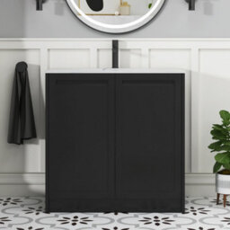 Royal Bathrooms Elmore 800mm Traditional Floor Standing 2 Door Vanity Unit With Sintered Stone Basin Sink - Matt Nocturne Black - thumbnail 3