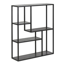 Furniture To Go Seaford Black Metal Wall Shelf With 3 Additional Black Shelves - thumbnail 1