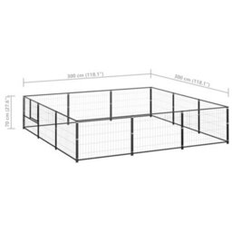 Berkfield Durable Dog Kennel Black 9 M2 Steel - thumbnail 6