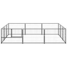 Berkfield Durable Dog Kennel Black 9 M2 Steel - thumbnail 3