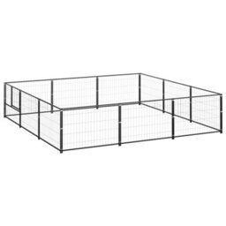 Berkfield Durable Dog Kennel Black 9 M2 Steel - thumbnail 2