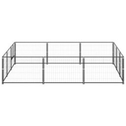 Berkfield Durable Dog Kennel Black 9 M2 Steel - thumbnail 1