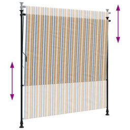 Berkfield Outdoor Roller Blind Yellow And White 150X270 Cm Fabric&steel - thumbnail 6