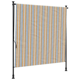 Berkfield Outdoor Roller Blind Yellow And White 150X270 Cm Fabric&steel - thumbnail 2