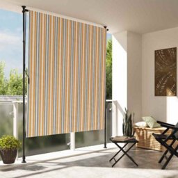 Berkfield Outdoor Roller Blind Yellow And White 150X270 Cm Fabric&steel