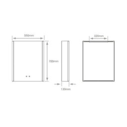 FNX Bathrooms Balmoral Single Door Tunable Led Illuminated Bathroom Mirror Cabinet With Bluetooth Speaker & Shaver Socket, 700X550mm - thumbnail 5